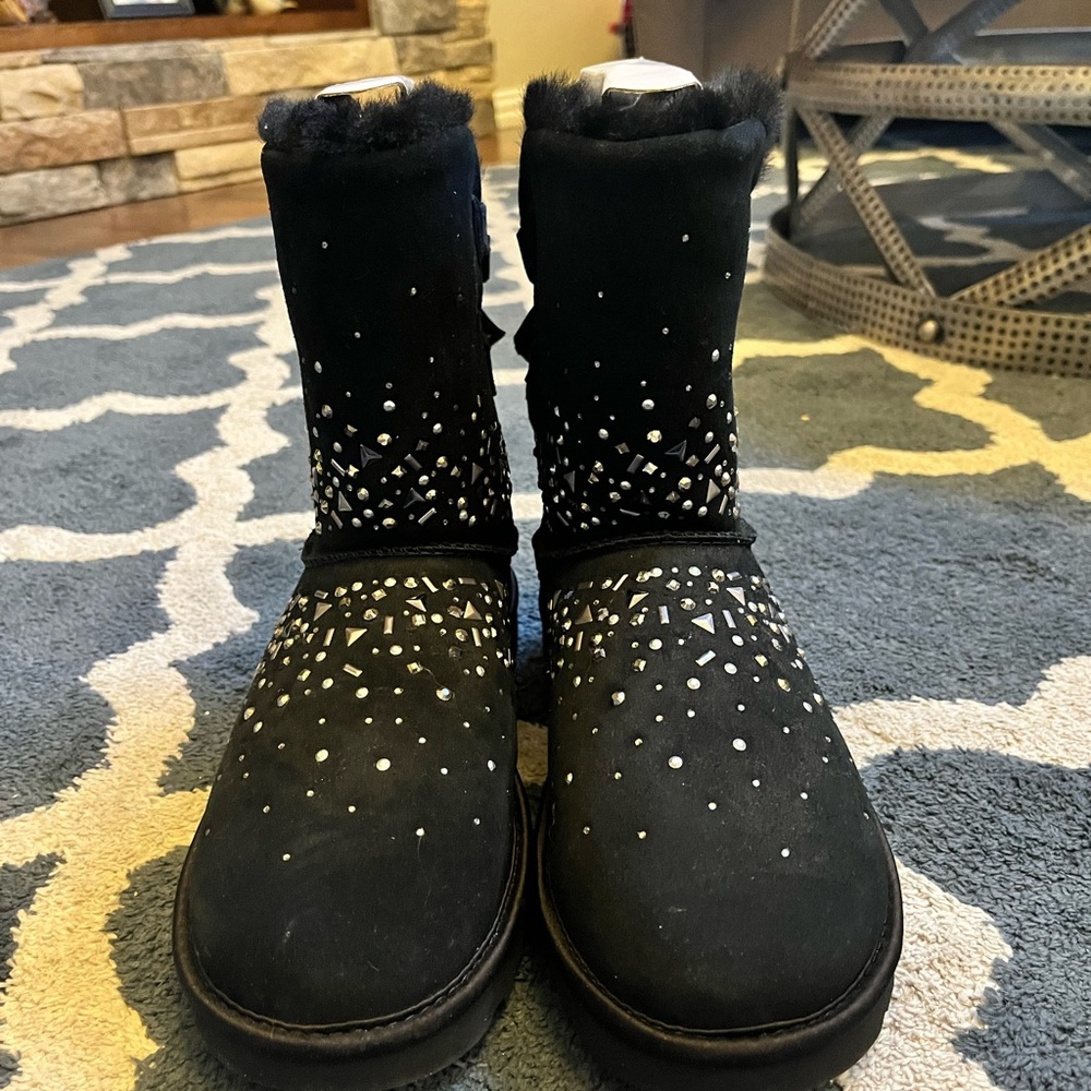 Black ugg ankle boots with gems